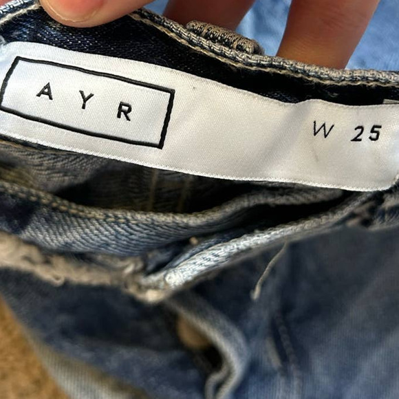 AYR The Arch High Waist Button-Fly Crop Jeans Acid Wash Blue Size 25 - Picture 7 of 8